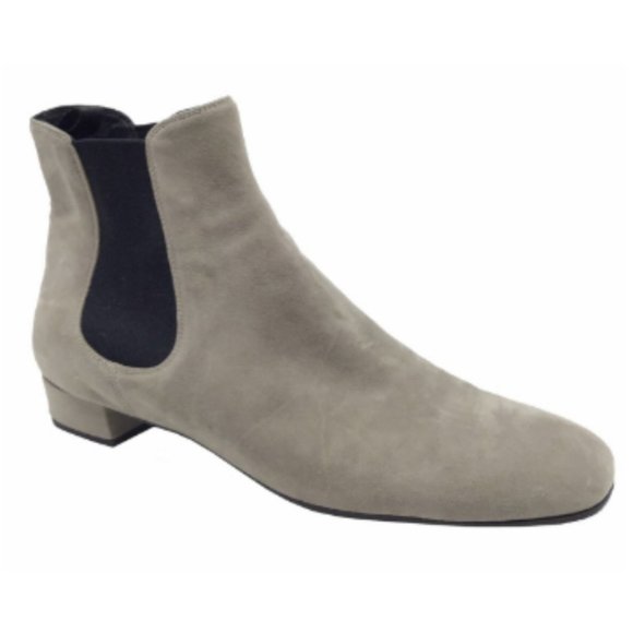 Prada Chelsea Ankle Boots Sz 36 Taupe Slip-on Suede Round Toe - Picture 1 of 11